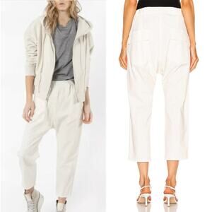 NEW! Nili Lotan S Slouchy Casablanca Pants Elastic Waist Crop Eggshell White 4 6